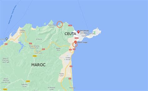 Carte de Ceuta frontière Espagne Maroc