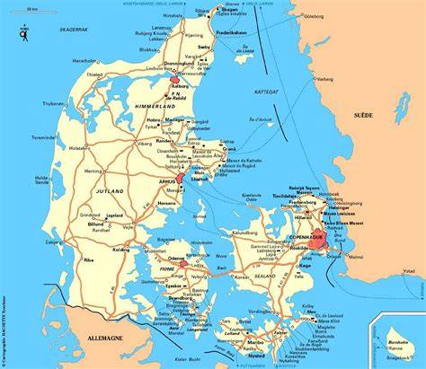 Carte du Danemark et de ses régions