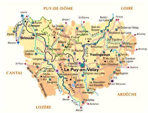 Carte de la Haute-Loire et du Puy-en-Velay