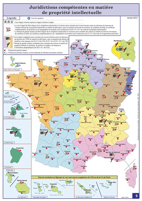 Carte des tribunaux compétents en Europe