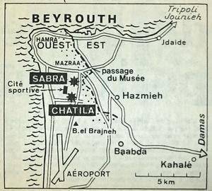 Carte de Beyrouth et camps Sabra Chatila
