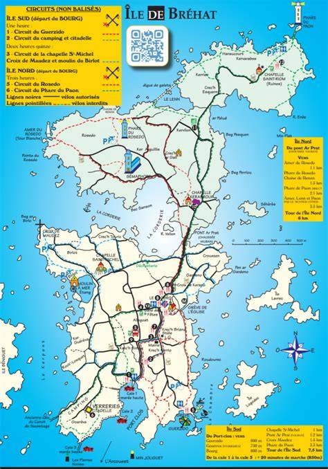 Carte de l’île de Bréhat en Bretagne