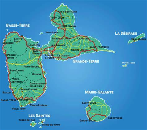 Carte de la Guadeloupe Grande-Terre Basse-Terre