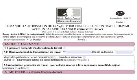 Demande autorisation travail mineur étranger