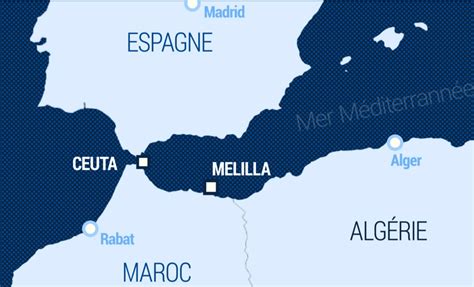 Carte de Ceuta et Melilla en Afrique