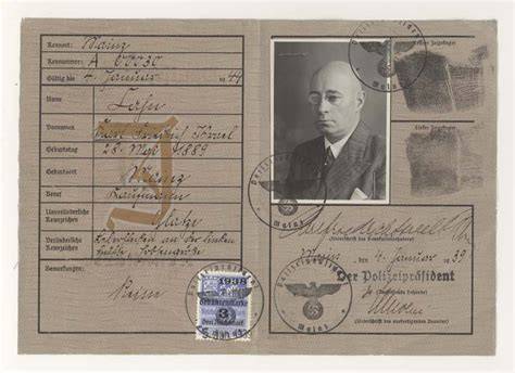 Carte identité juive Allemagne 1939 lettre J passeport