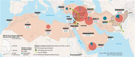 Carte des déplacements de réfugiés au Moyen-Orient
