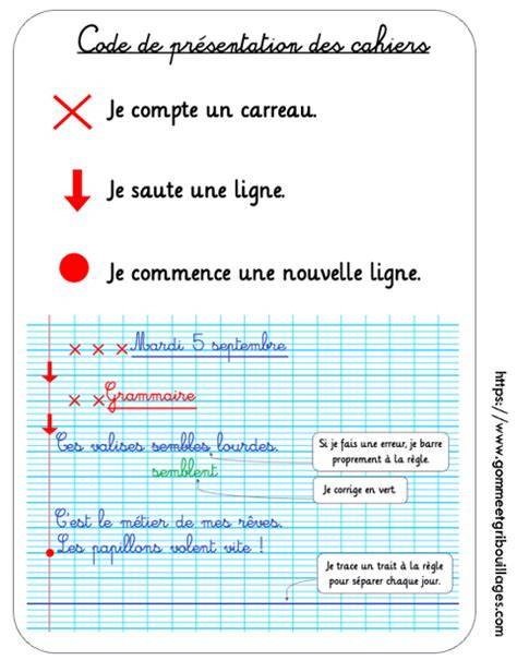 Affiche des règles de présentation du cahier