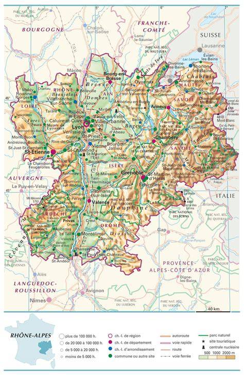 Carte gastronomique de la région Rhône-Alpes