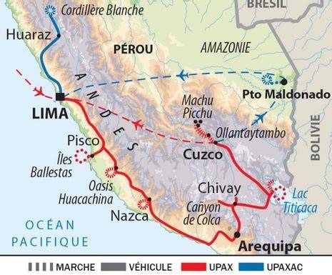 Carte du Pérou côte Andes Amazonie