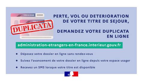 Demande de duplicata titre séjour ANEF